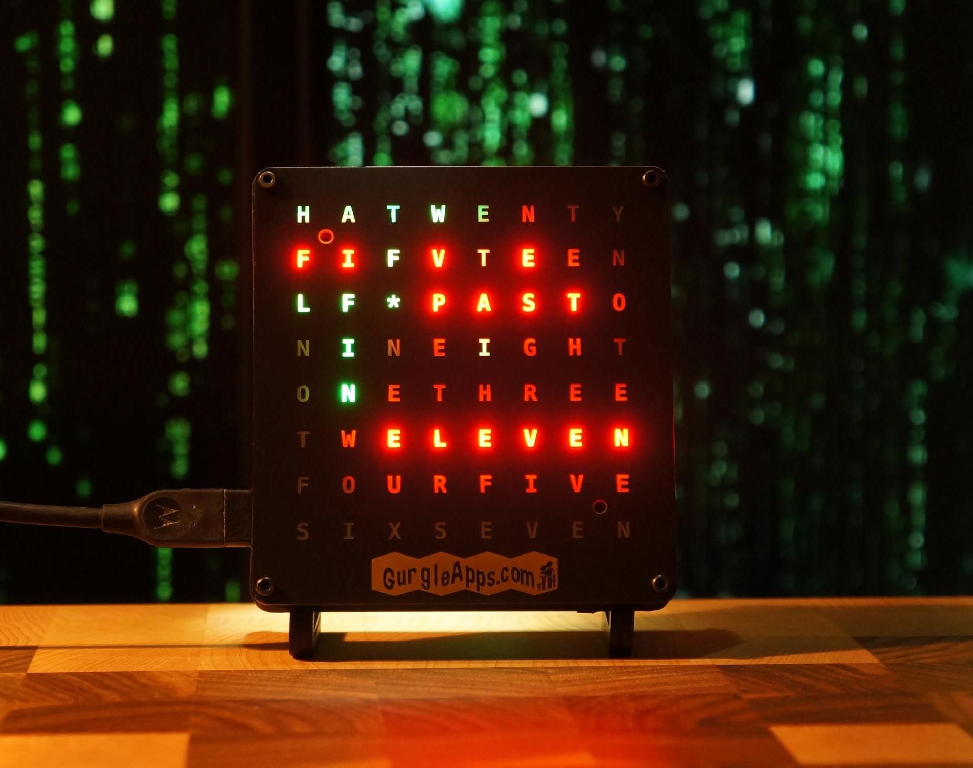 GurgleApps Word Clock Assembly With an Ambient Light Sensor