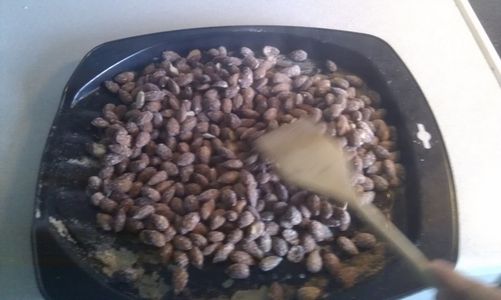 Remove Pan and Heat Almonds