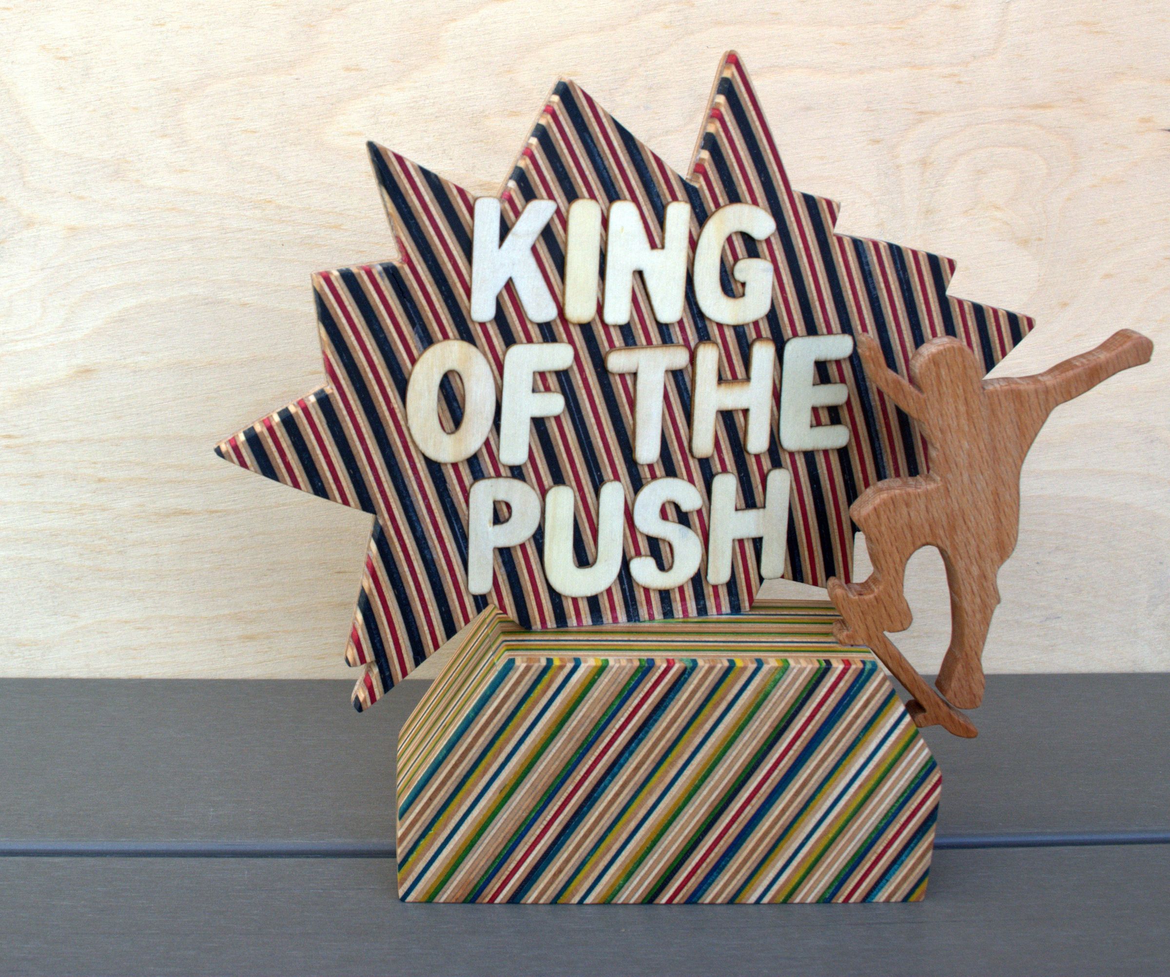 Wooden Skate Trophy Out of Recycled Skateboards