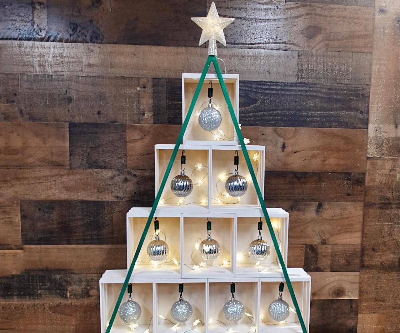 DIY Mini Wood Crate Tabletop Christmas Tree 6 Steps (with Pictures