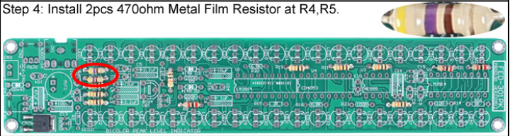 Install 2pcs 470ohm Metal Film Resistor at R4,R5