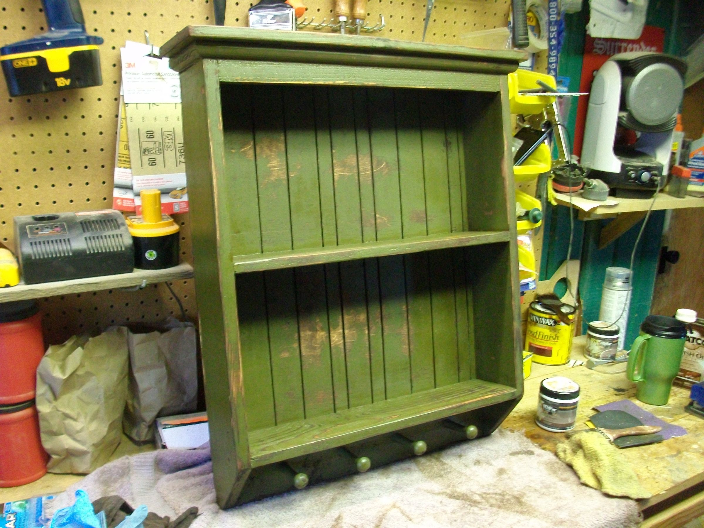 Antique Style Wall Shelf With Coat Hooks