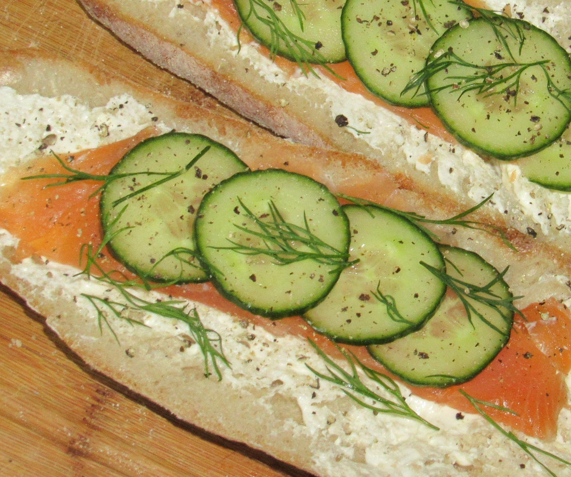 Salmon and Cucumber Ciabatta Sandwich
