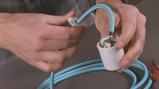 Place Your Porcelain Cap Onto the Socket You’ve Set Up Above, Then Tighten It All Down Using Your Pliers.