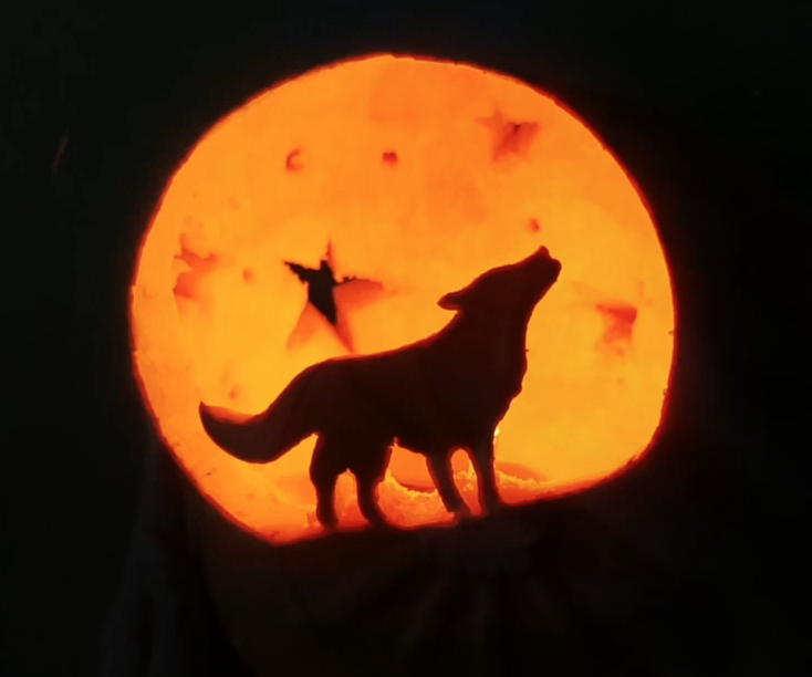 Pumpkin Carving of a Wolf