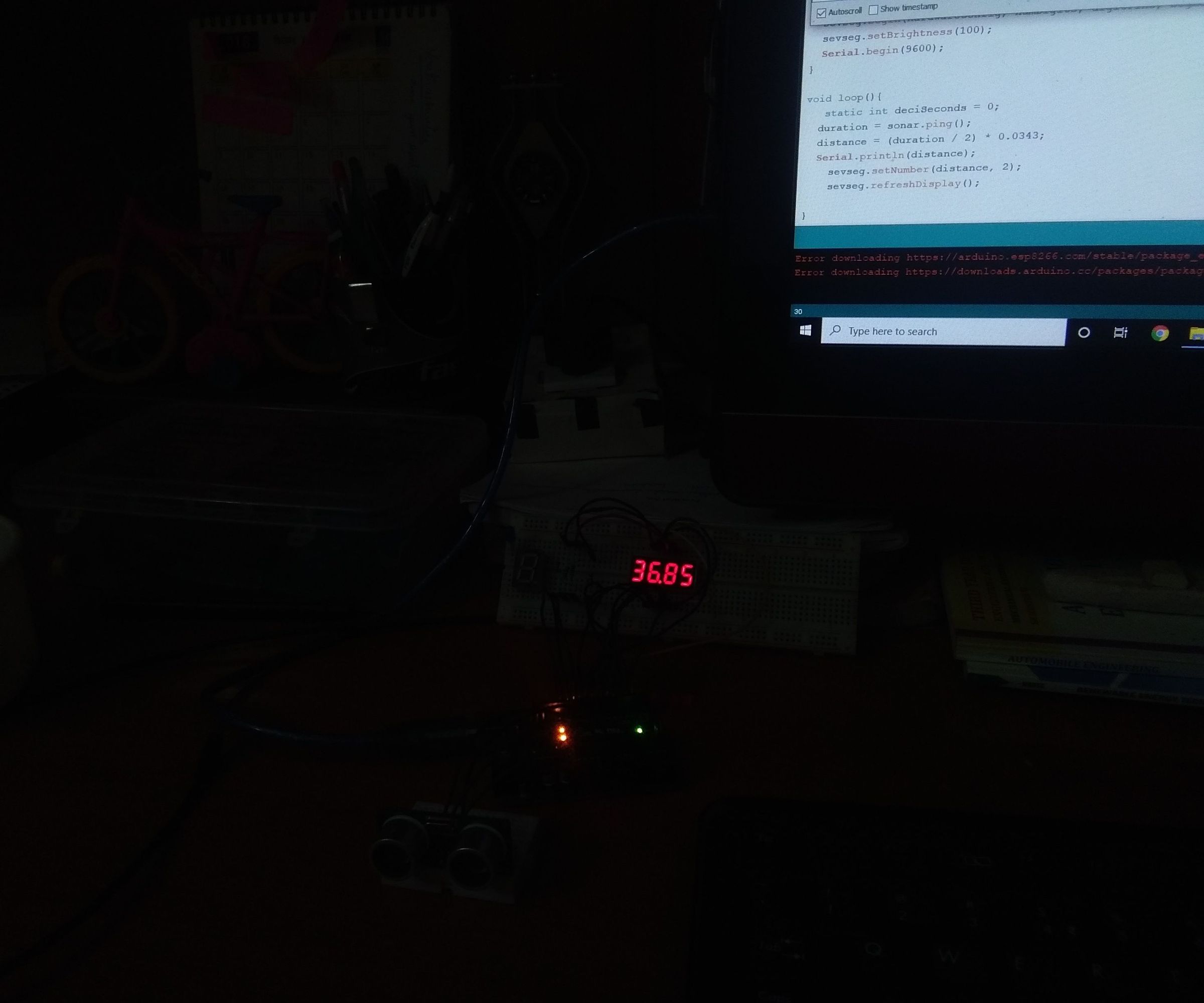 Distance on 7 Segment 4 Digit Display Using HC-SR04