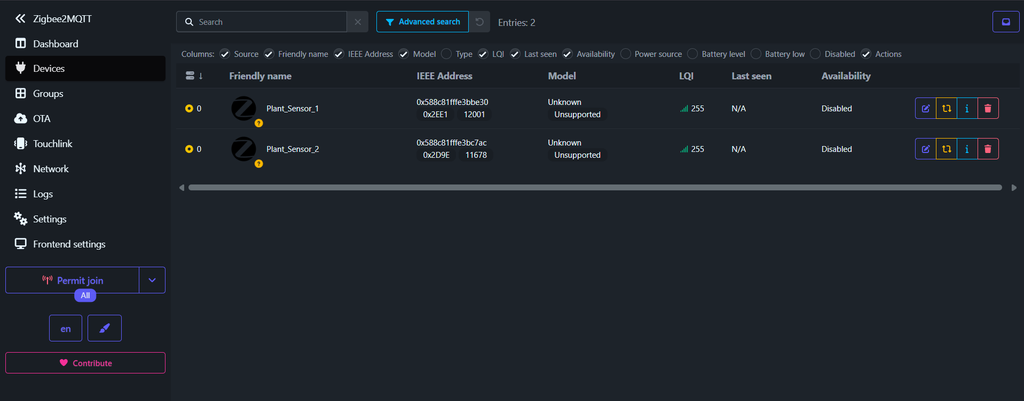 SenseView Zigbee connection