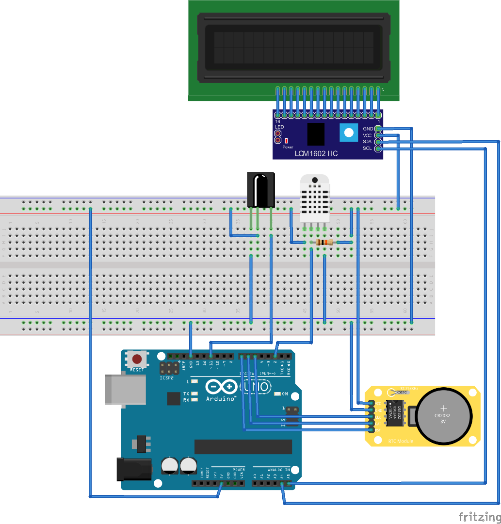 LCD Clock With Hebrew Calendar Date, and a Thermometer 7 Steps (with