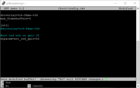 Save and Close /boot/config.txt