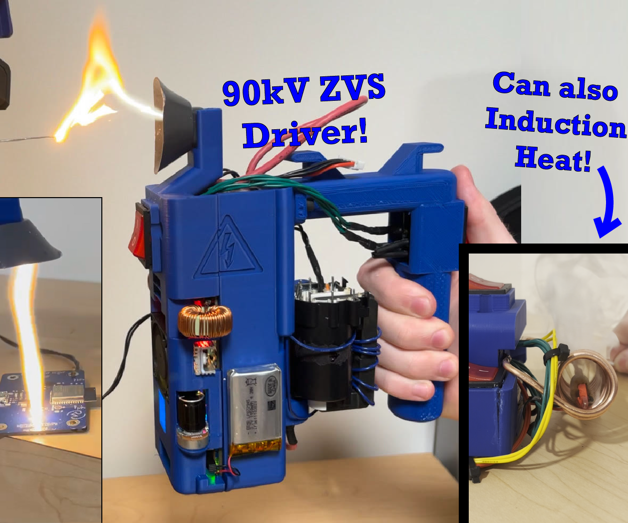 Build a Powerful High Voltage Generator That's Also an Induction Heater! | Orange Plasma Arcs and Red-Hot Metal Heating | Inducer (How To)