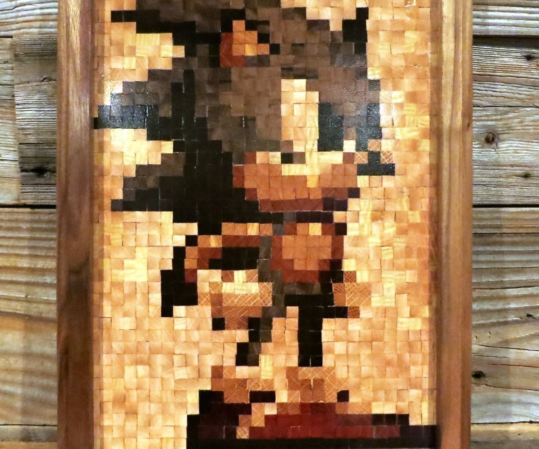 16-Bit Wood Mosaic - Sonic!