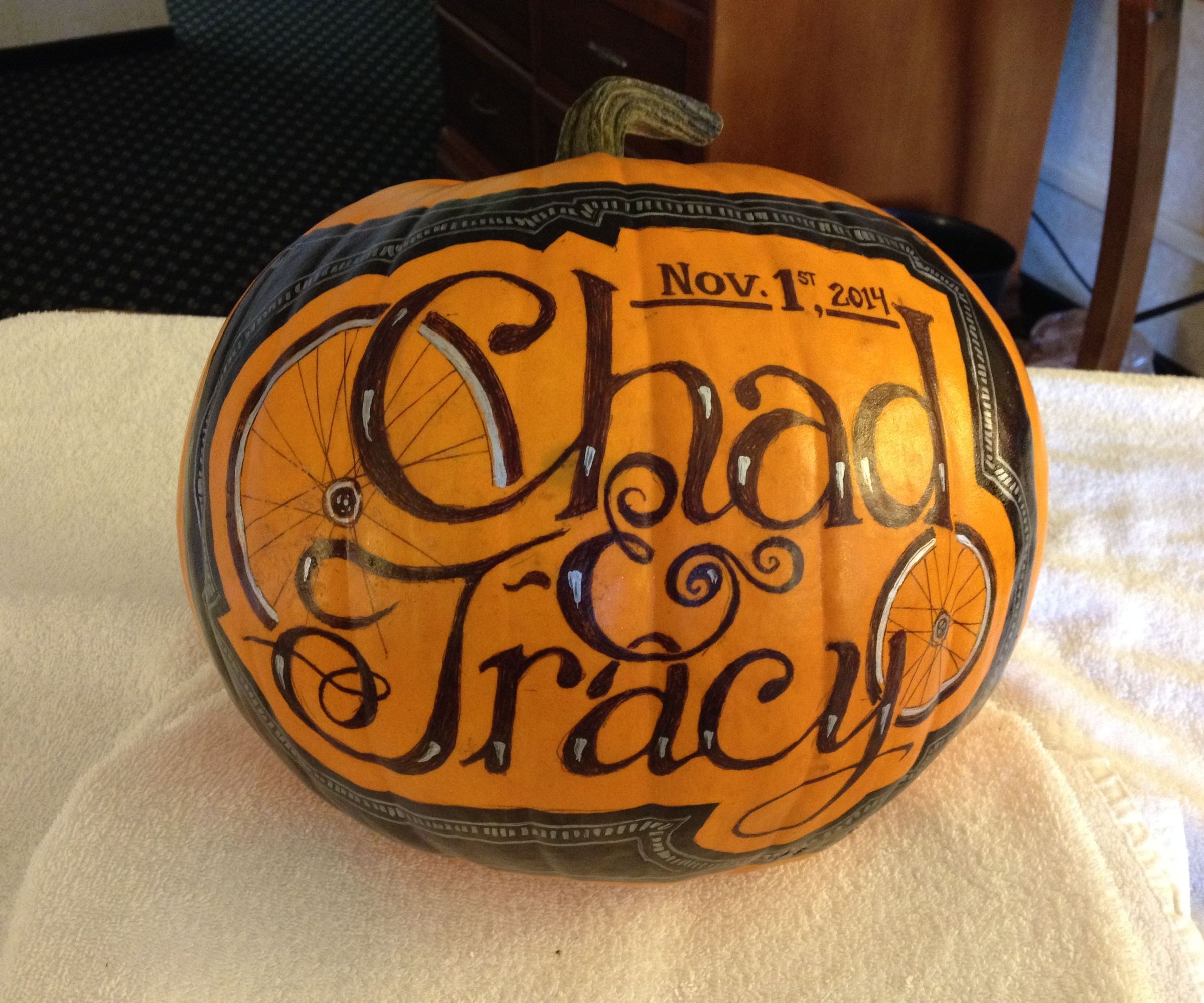 Hand Inked Wedding Pumpkin