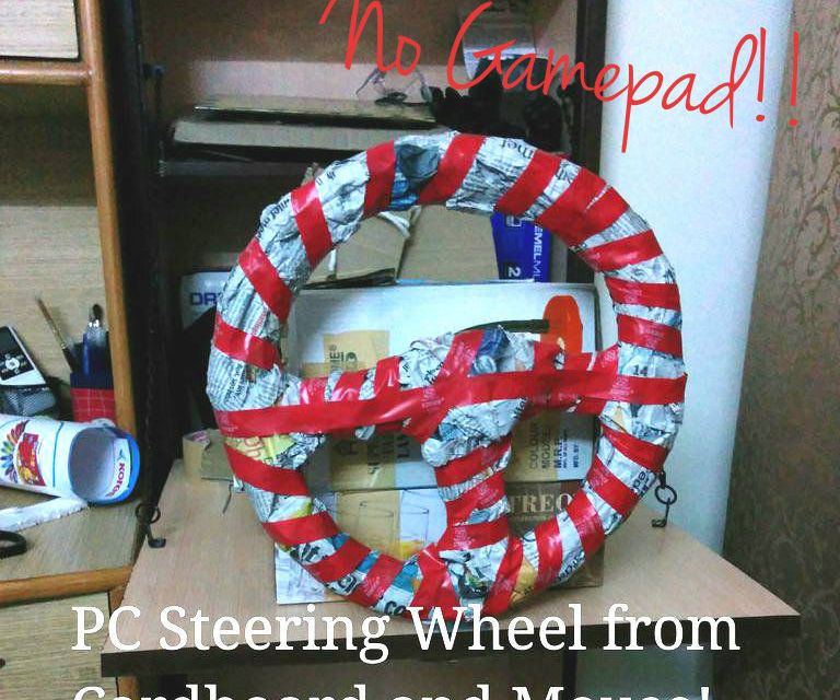PC Steering Wheel and Gas Pedals- Using only Cardboard and a Mouse