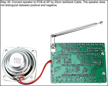 Connect Speaker to PCB at SP by 20cm Red/black Cable