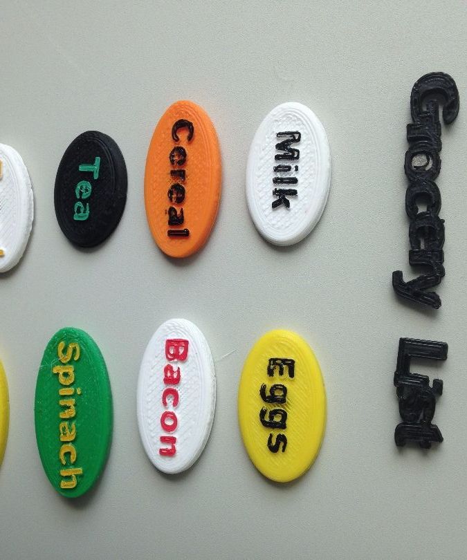 3D Printed - Grocery List Refrigerator Magnets