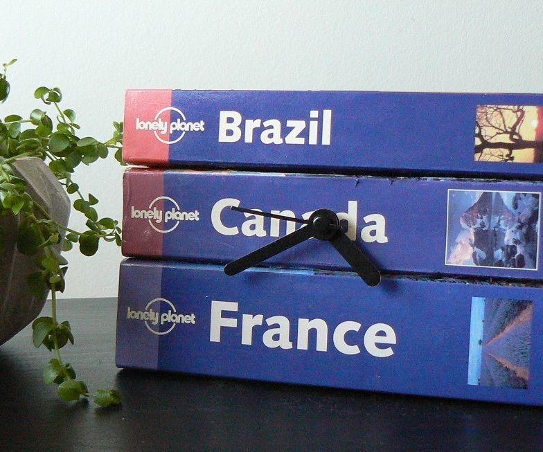 DIY Clock From Travel Books