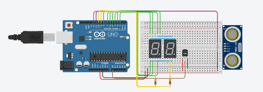 Arduino Distance and Temperature Sensor + 7 Segment Display - Instructables