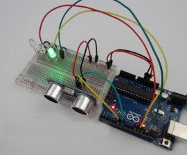 Arduino HCSR04 leds distance warner