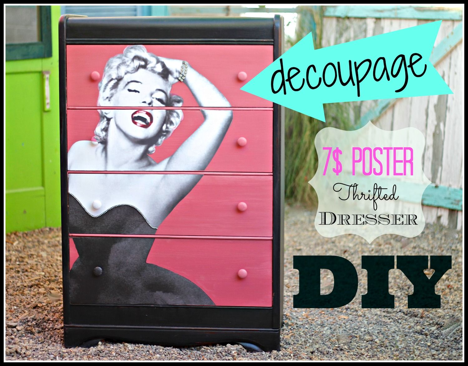 How to Decoupage a Thrift Store Dresser With a Poster