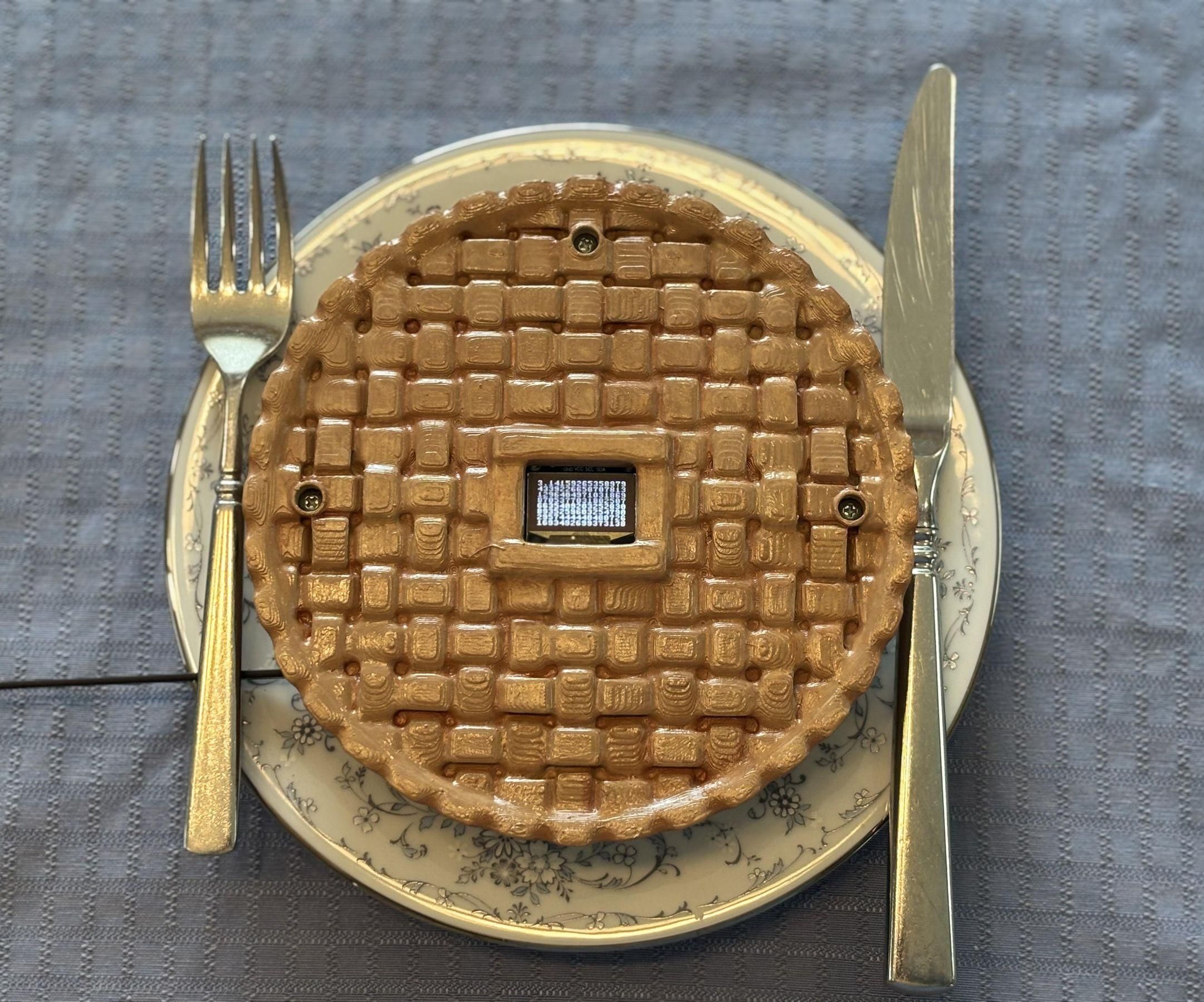 Pi Calculator Running on a Raspberry Pi Pico in the Shape of a Pie
