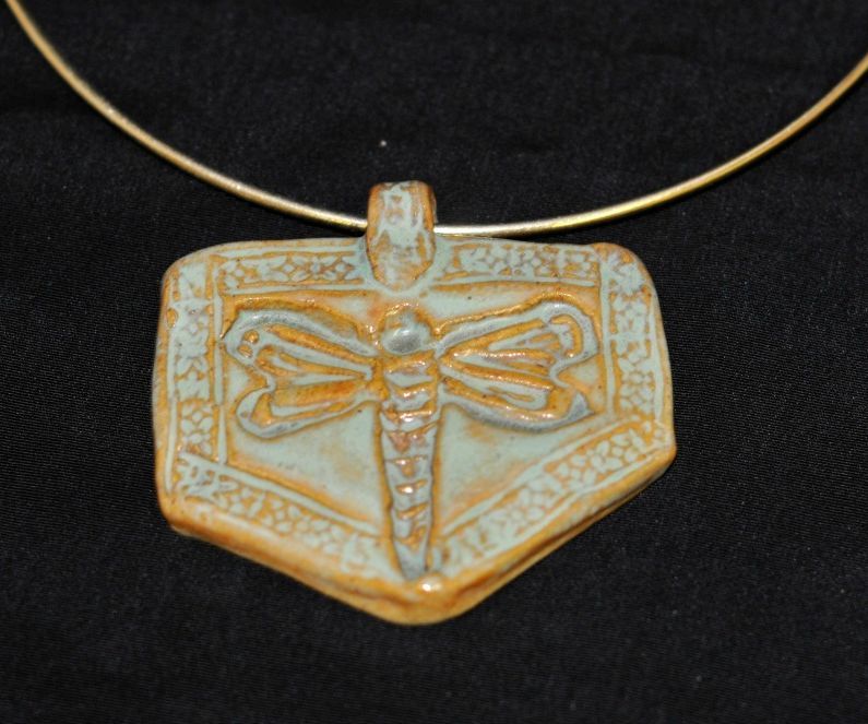 Stoneware Clay Dragonfly Pendant 