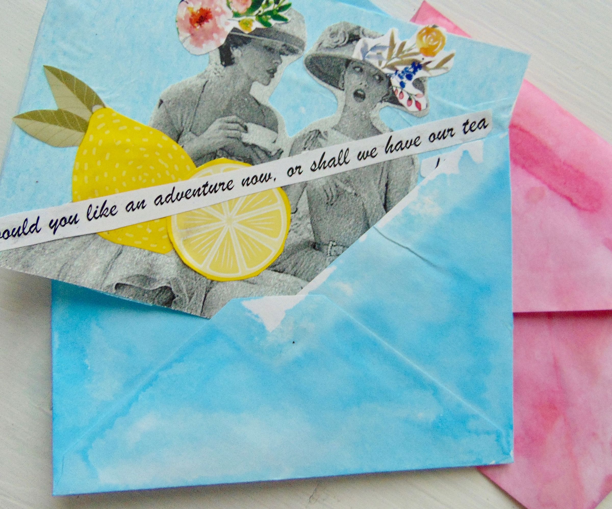 Colourful English Tea Party Invitations and Watercolour Envelopes