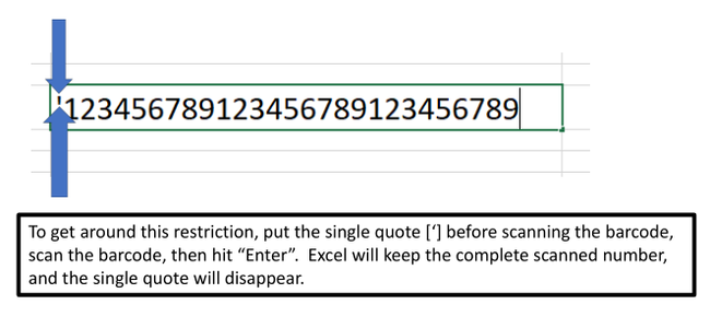 Scanning Long FedEx/UPS Barcodes Into Excel
