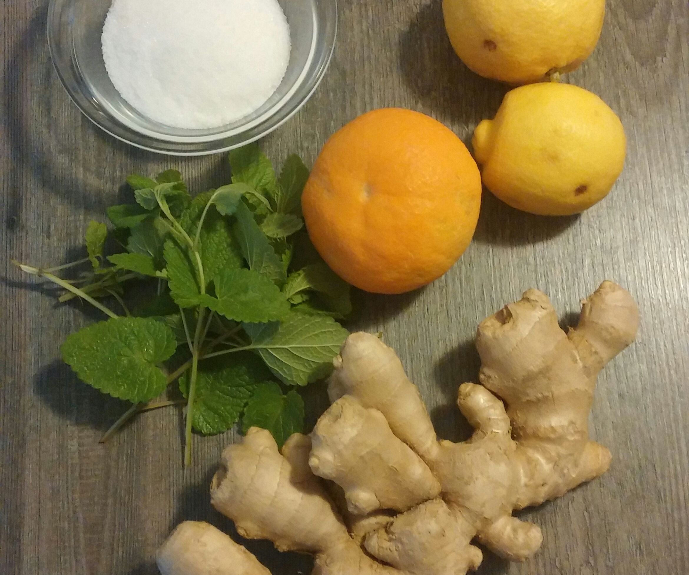 Ginger, Lemon,orange and Mint Syrup 