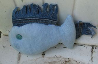How to Make a Denim Blue Fish From Old Jeans