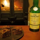 Whisky Brownies with Honey Caramel Centres