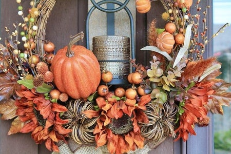 Reuse Your Old Grapevine Wreath Forms to Make an Elegant DIY Pumpkin Wreath