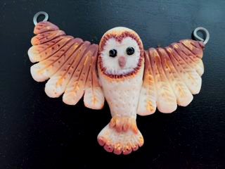 Good Luck Charm Polymer Clay Owl Pendant