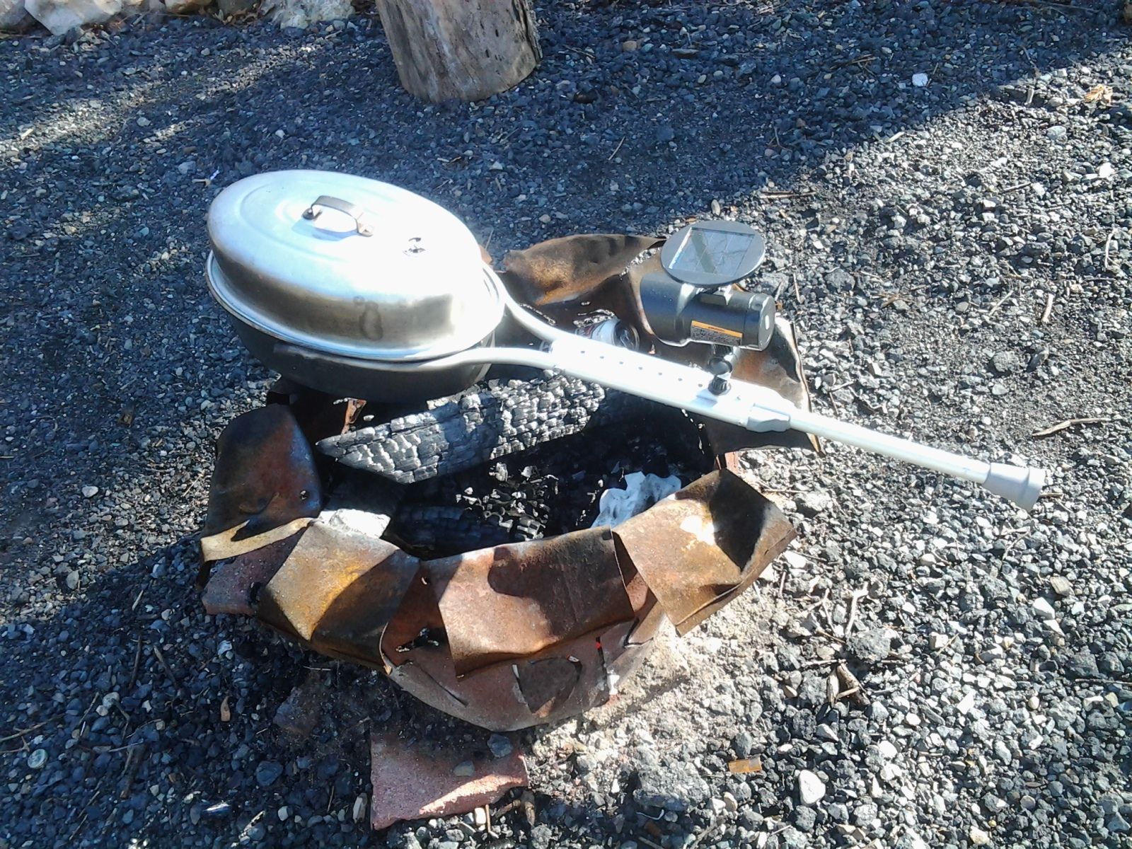 Lighted Camping Popcorn Maker - From Aluminum Crutch