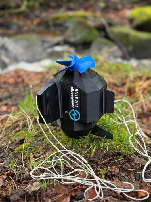 AquaCharge portable water turbine generator แบบ 3D Print สำหรับชาร์จ Power Bank