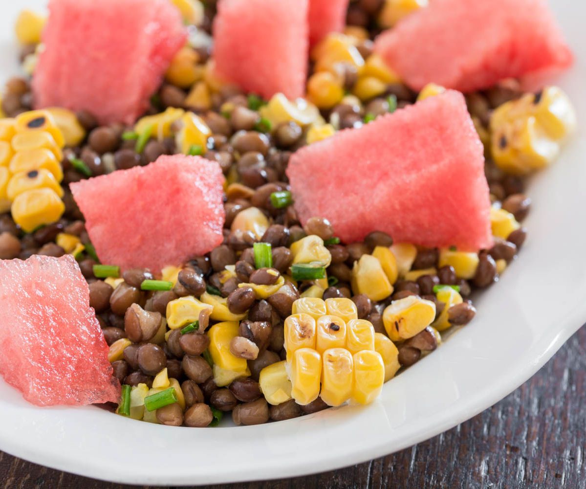 Grilled Corn Salad With Lentil and Watermelon