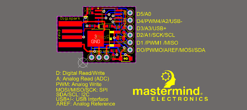 Digispark DIY: Open-Source ATtiny85 USB Arduino PCB Design Files : 5 ...