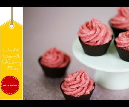 Chocolate Cups With Strawberry Filling