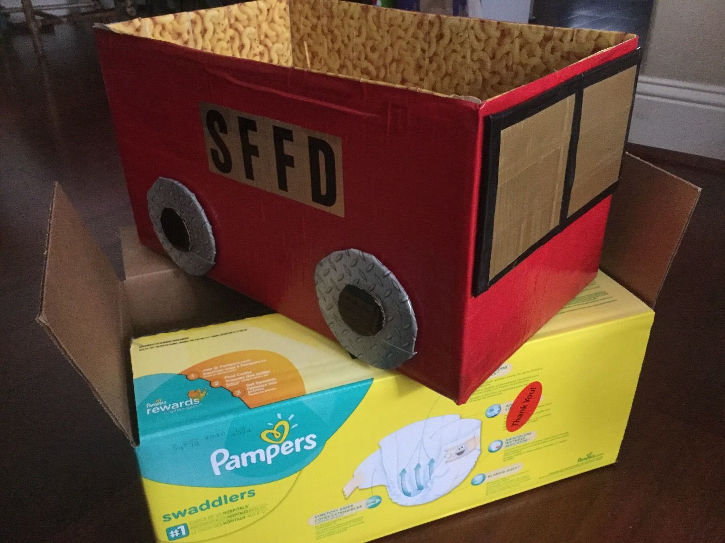 Duct Tape & Diaper Box Fire Engine 10 Steps (with Pictures