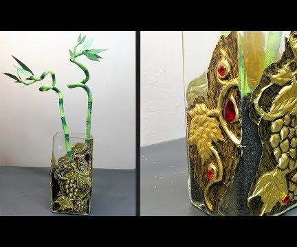 DIY Bamboo Stick & Metal Embossed Vase