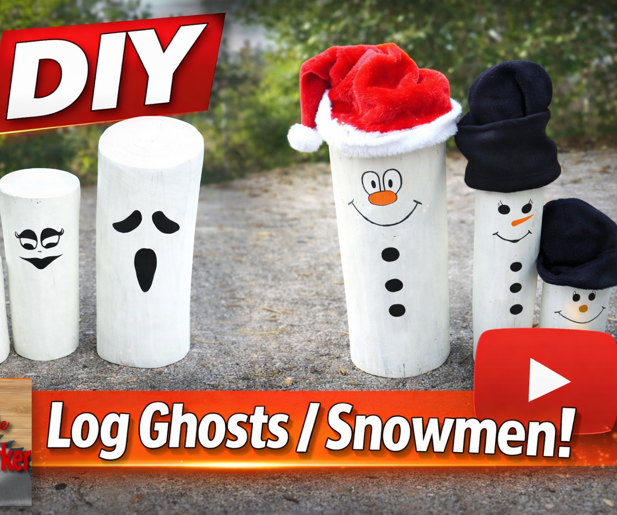 Ghost/Snowman Out of Logs, It's Reversible