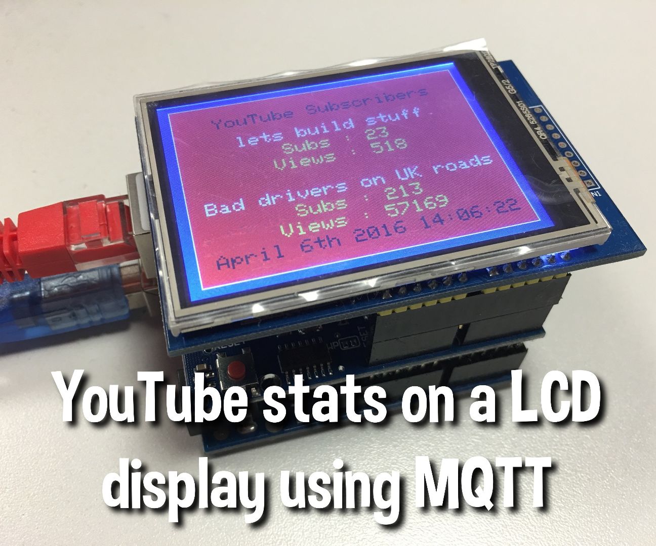 Display YouTube Stats on a 320x240 Pixel LCD Screen Connected to an Arduino Uno