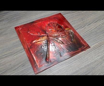 How to Make Dragonfly on Leaf Embossed Painting  / Metal Art