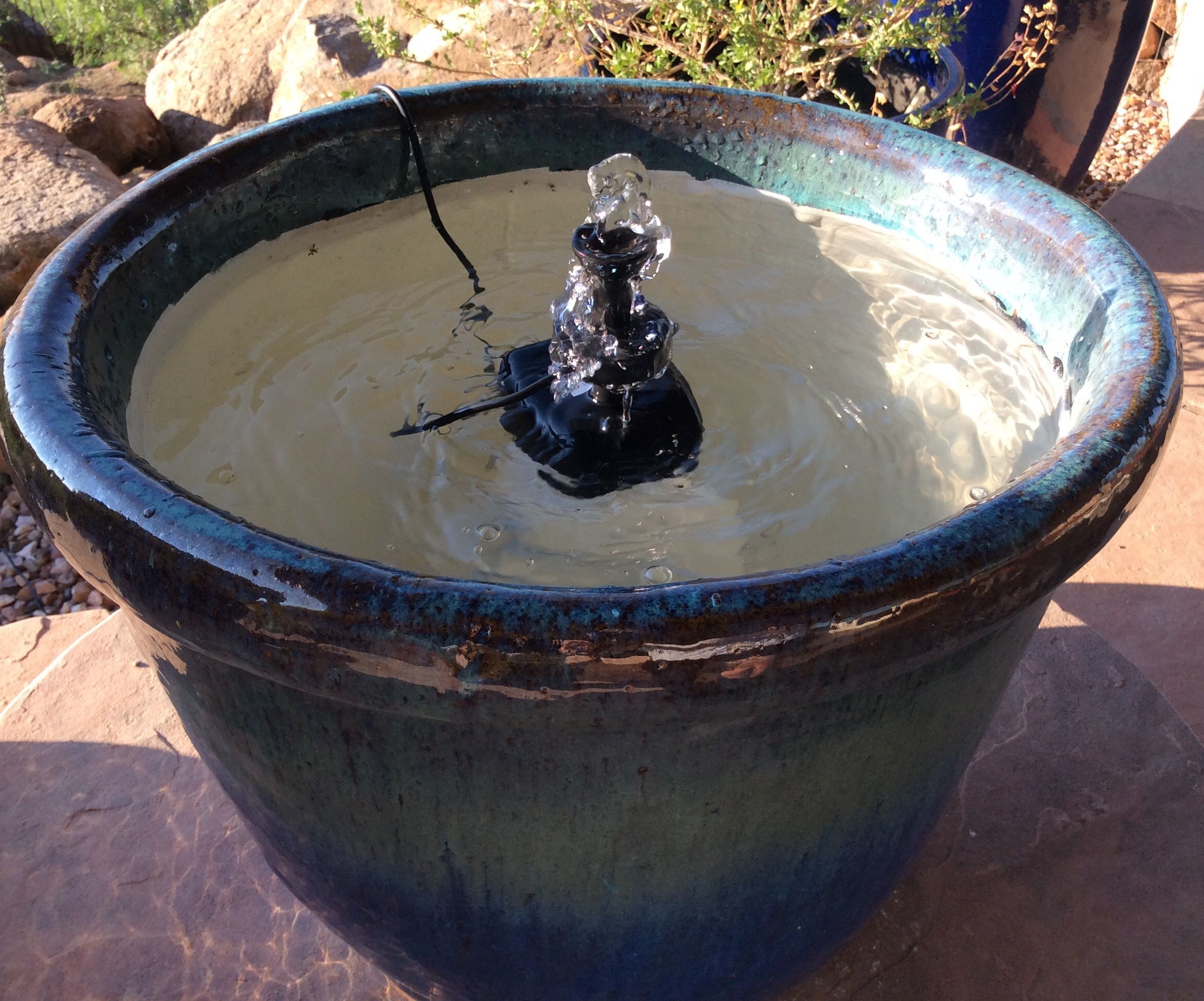 Repurpose Plant Pot Into Water Feature W/ Solar Fountain + Fish