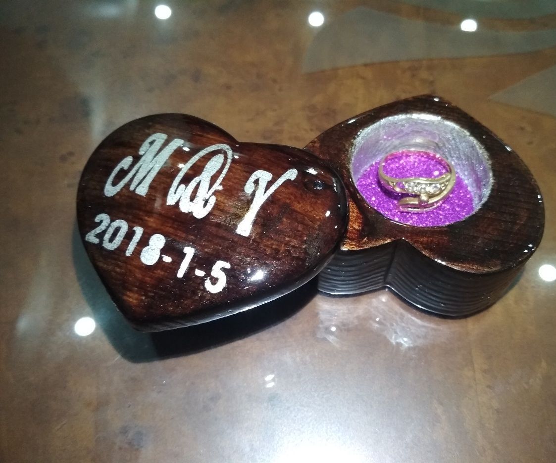 DIY Engagement Ring Wooden Box Heart Shaped