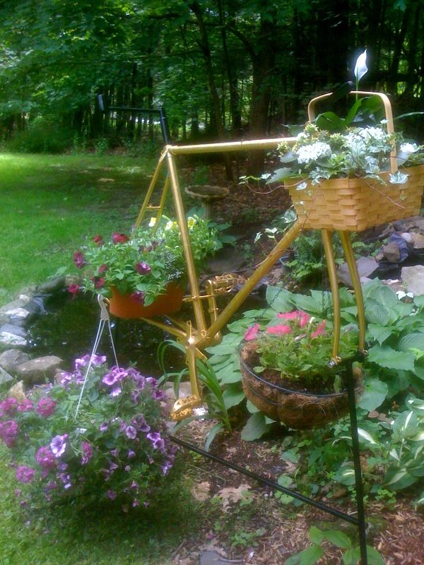 Bicycle Frame Recycled As Plant Hanger