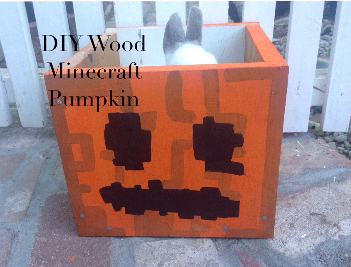 Wood Minecraft Jack O Lantern Candy Box Decoration 
