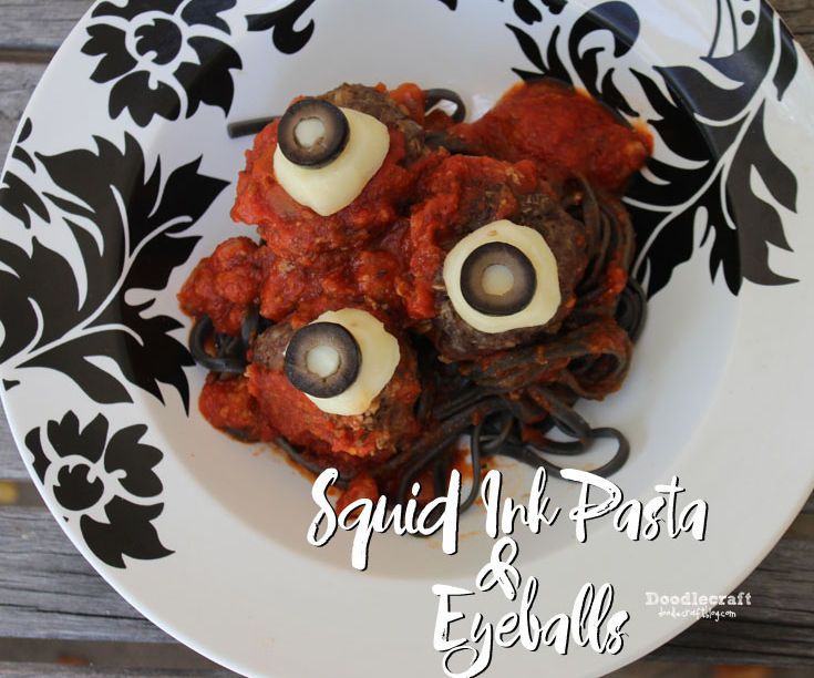 Squid Ink Pasta and Eyeballs!
