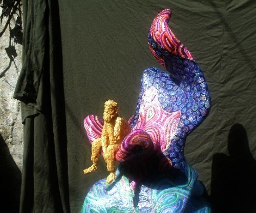 Yarn Covered Sculpture - "Contemplating the Universe" 