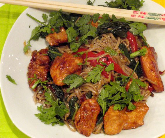 A Lovely Wok Dinner With Marinated Chicken & 2 Veggies From Our Garden