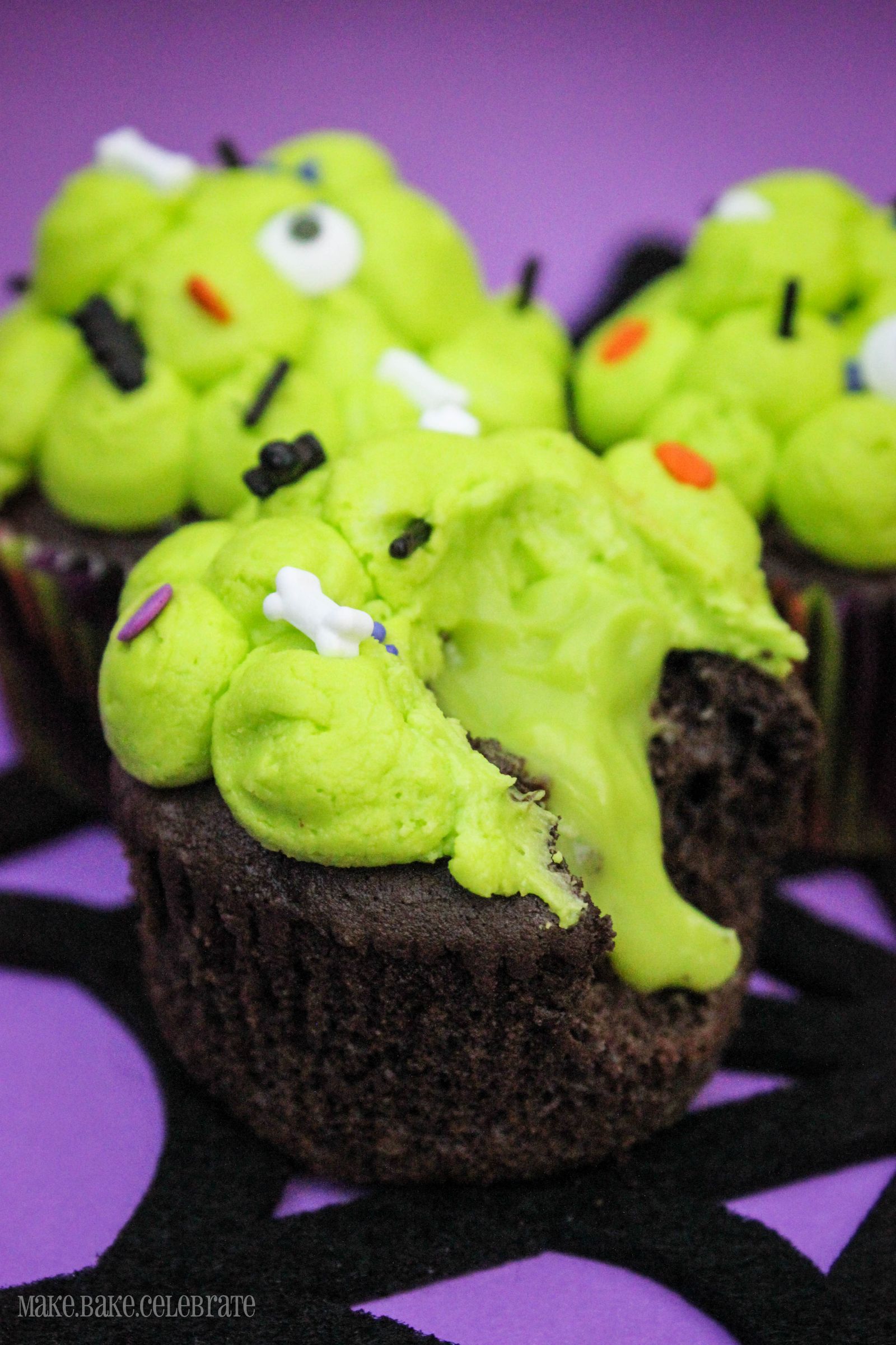 Ewwy Gooey Slime Filled Cupcakes